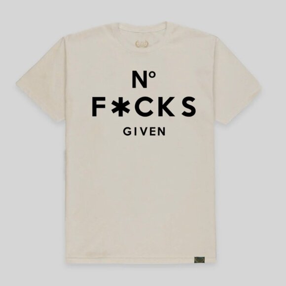 NEW! NO F*CKS GIVEN SAND COTTON TEE - Size Small - Picture 1 of 3